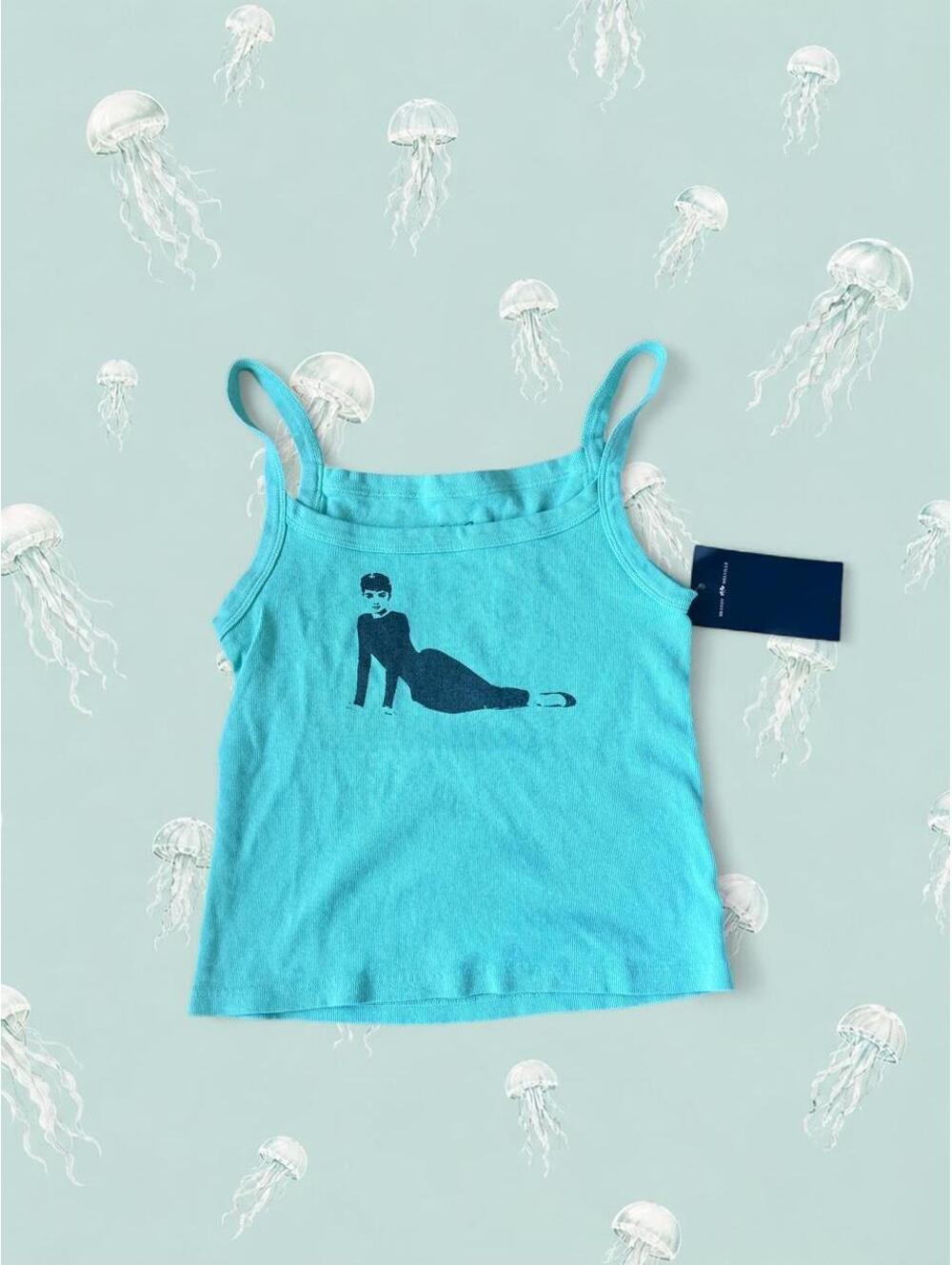 Brandy Melville teal and black audrey hepburn tank